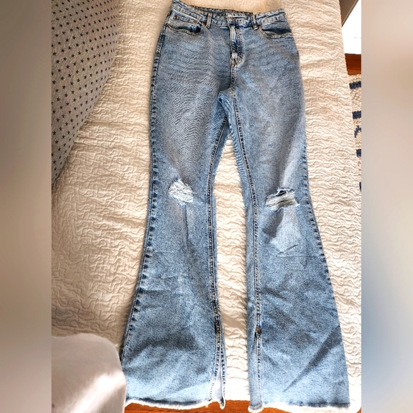 INC International Concepts Denim - INC flare jeans with slits at bottomssides . Size 8 NWT